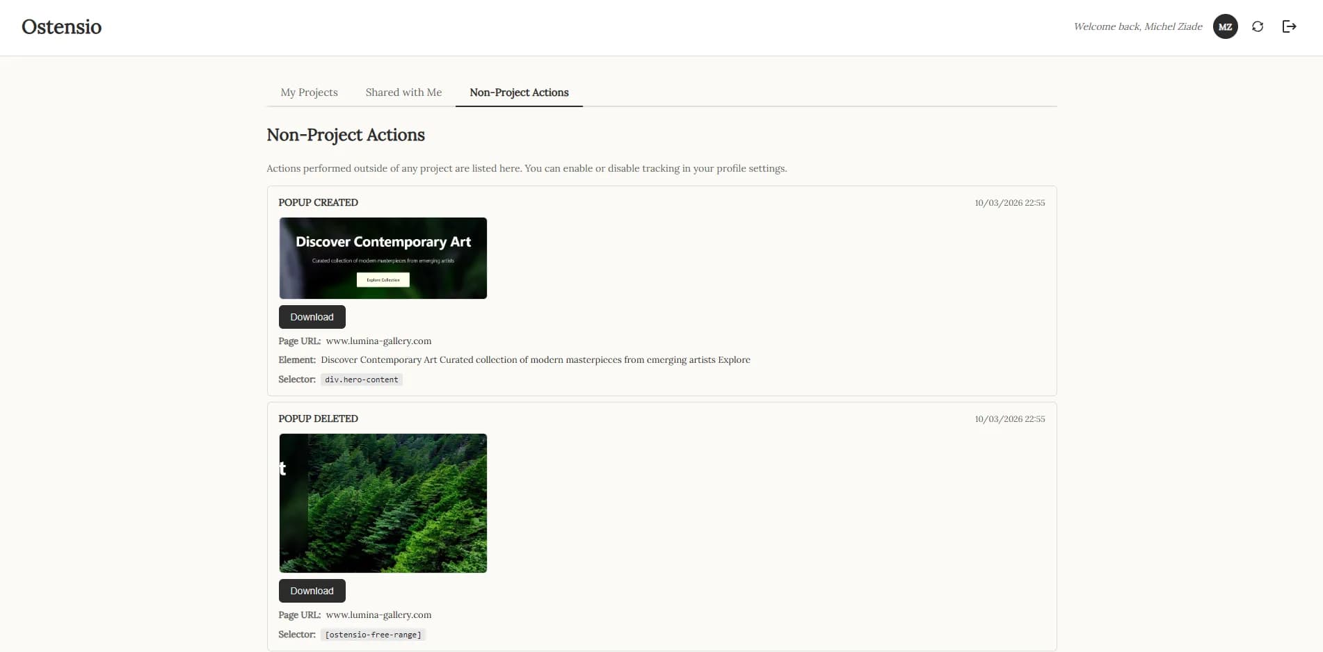 Non-Project Actions